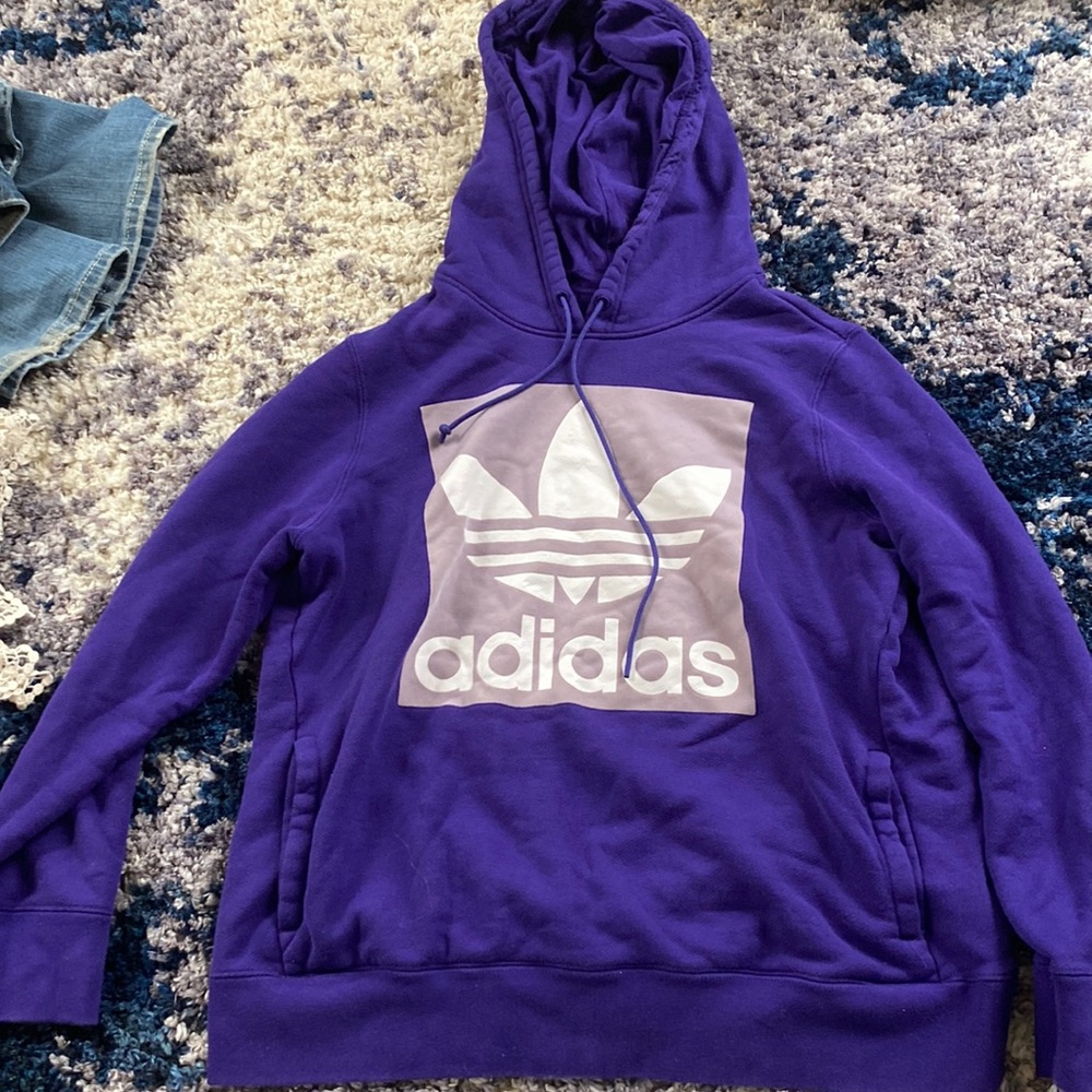 purple adidas hoodie no hole or stains barley used